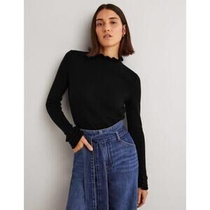 Boden Layered Frill Sweater in Black Women's S 🖤